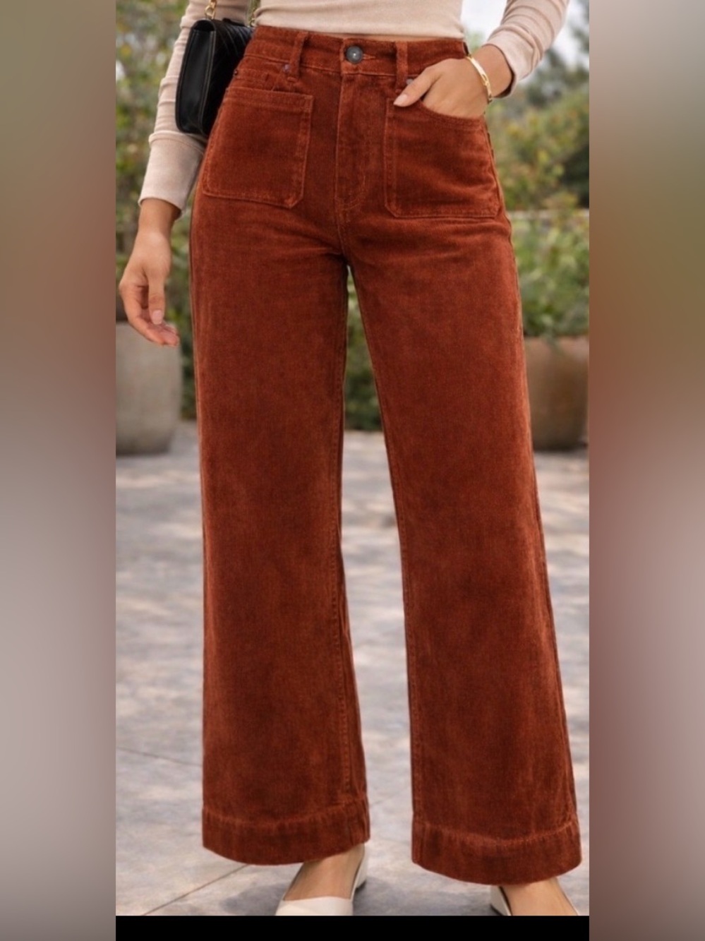 Anthropologie Maeve The Colette high rise  Wide-Leg Corduroy Pants rust size 25